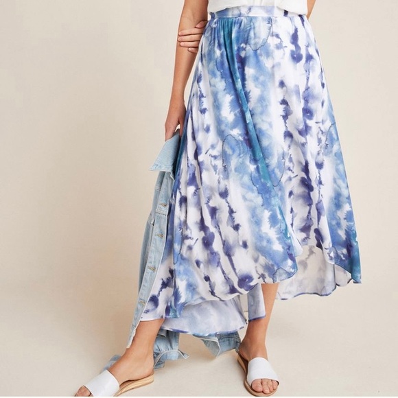 Anthropologie Dresses & Skirts - NWT Anthropologie hutch tie dye hi low skirt mp medium blue new pockets hi low